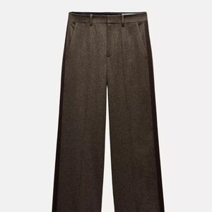 wool blend side stripe pants zw collection zara Small